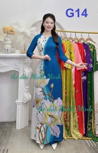 Bộ sưu tập áo dài vải GẤM vân hoa cao cấp in họa tiết kỹ thuật số siêu sắc nét (CỔ TRÒN)