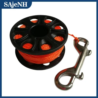 SAjeNH 30M Scuba Diving Spool Finger Reel With Stainless Steel Double Ended Hook Cave Wreck Dive Safety Gear Wreck Diving Finger Reel