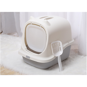 Khay vệ sinh mèo tặng kèm xẻng xúc- Nhà vệ sinh cho mèo có nắp đậy - 2khe tay cầm