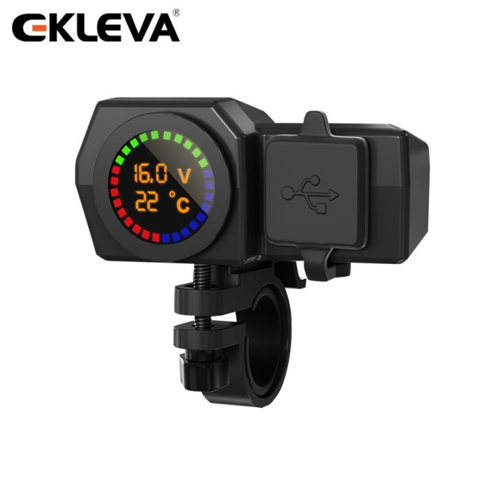 Ekleva Xe Máy Cổng USB kép USB + C Sạc Với Nhiệt Độ Và hiển thị điện áp ...