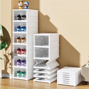 NAPOLLY Rak Sepatu / Snack Minimarket Tingkat Lipat Multifungsi + Tutup Dan Lubang Anti Bau - MN