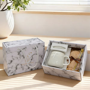 Ceramic Mug Set Gift Box with Handle Spoon Coffee Cup Perfect to Valentines Day & Birthday Gifts