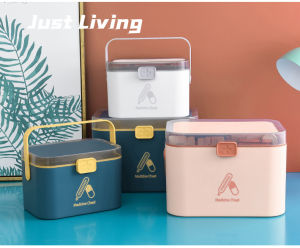 JustLiving Multi-layer Family Medicine Box Large Capacity First Aid Medicine Box Household Plastic Medicine Box Portable Medicine Storage Box
