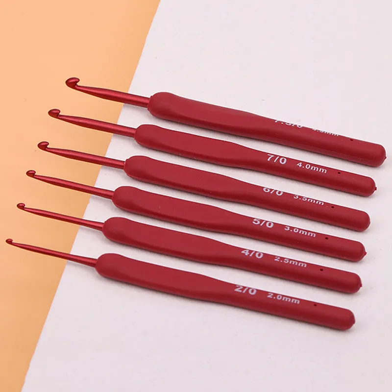 exix 1PC DIY Knitting Tools Aluminum Resin Knitting Needles 1.8-6.5mm Red  Crochet Hook With Silicone Handle Japan Tulip ETIMO