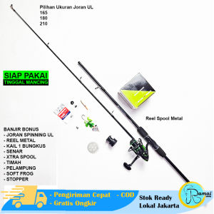 Set Alat Pancing Joran UL Paket Ultra Light Reel Besi Banjir Bonus Termurah