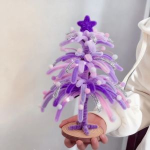 JIMEIXIAN01 Làm thủ công Bộ dụng cụ làm đồ thủ công hình cây thông Noel. Máy tính để bàn Dải nhung Cây thông Noel trang trí bằng pháo hoa. Sáng tạo Tự làm đồ thủ công Cây thông Noel để bàn Trang trí ngày lễ