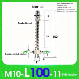 MUMU 1Pcs M10 Giá đỡ cốc hút chân không Loại T Lỗ hút gió bên hông Thanh hút chân không  M10-L45 đến M10-L110 Giá đỡ chân đế hút chân không Phụ kiện máy thao tác khí nén