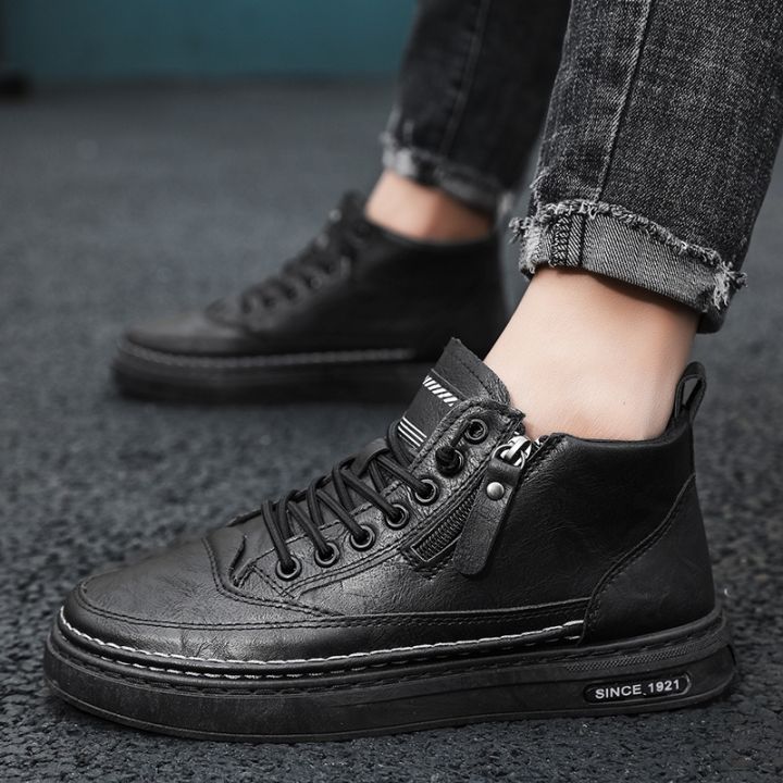 Men Shoes Korean Fashion High top Shoes British Black Semi Formal