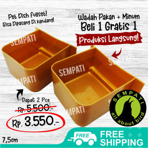 SEMPATI Tempat Makan Kucing Anjing Burung Kelinci Sugar Glider Gecko Pet Dish Tempat Pakan Ayam Bebek Unggas Cepuk Plastik 1pcs Isi 2 Anti Pecah Wadah Makanan Minum Hewan CPPLLB