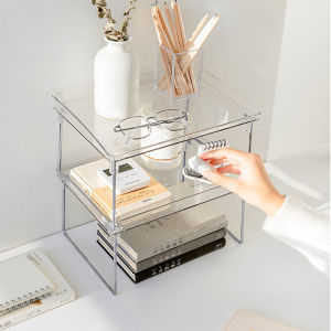 O-KAY Rack Table Transparan Rak Transparan Storage Rack Putih Rack Aesthetic Rak Serbaguna Portable Meja Multifungsi Organizer