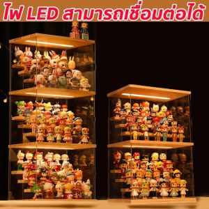 🔥ราคาต่ำสุด🔥 กล่องไม้LED กล่องโชว์โมเดล พร้อมไฟ LED การซ้อนทับสามารถเชื่อมต่อเป็นอนุกรมได้ ตู้โมเดล 1/3/6 ชั้น