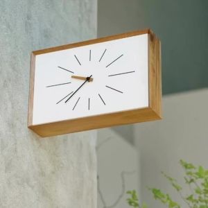 xpkQ Solid Wood Double-sided Wall Clock Interior Creative Rectangle Corner Wall Clock Living Room Silent Art Clocks Home Decoration T4N8K