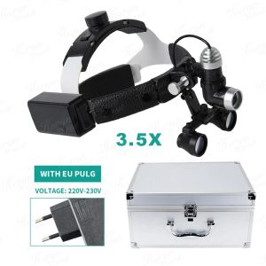 7W Dental Surgical ENT LED Head Light Lamp For Binocular Loupes Brightness Spot Ajustable Dental Lab Headlamp Surgical Headlight Metal Case Package