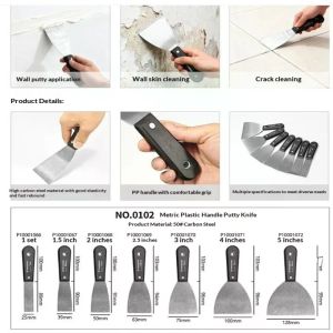 Sacesr 4/7PCS Carbon Steel Putty Set With Soft Grip - Flexible Paint Scraper Drywall Tool Kit In Sizes Includes Canvas Storag T6H1N