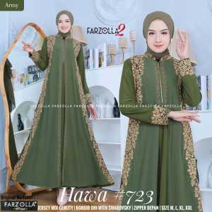 Grosiran - Gamis Abaya Terbaru Hitam Jersey Mix Ceruti Bordir Aplikasi Mote Hawa 723 Busui