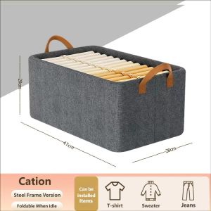 【 In Stock 】Oxford Cloth Transparent Storage Box with Cover Cabinets Storage Clothes Steel Frame Organizer Boxes with Lid Bedroom Wardrobe Divider Drawer Organizer for Underwear Socks Kotak Penganjur Pakaian衣物收纳盒
