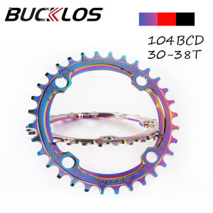 BUCKLOS 104BCD Chairing 30/32/34/36/38T Bike Crankset Round Chainwheel Sprocket for 8/9/10/11 Speed