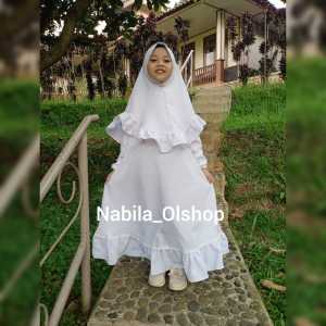 Gamis Anak Perempuan Putih Set jilbab 1-12 tahun Manasik Hj Anak