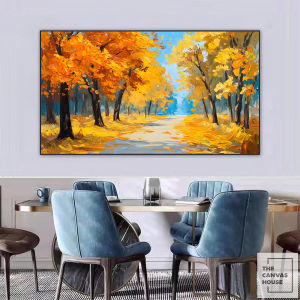 Tranh in Canvas Phong Cảnh Khu Rừng Mùa Thu (Có hình thật - Đã có khung móc đinh treo) - The Canvas House
