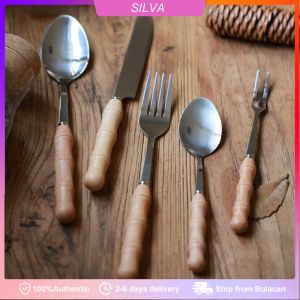 Cutlery Utensils Wooden Handle High Quality Stainless Steel Tableware Set Minimalist Dinnerware