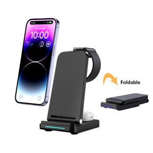 Wireless Charger Stand For IPhone16 15 14 13 12 11 XR 8 Apple Watch 3 In 1 Qi Fast Charging Dock Station for Airpods Pro IWatch9 8 7 6