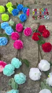 HOA TRÀ MAO LƯƠNG 4 BÔNG CAO 65CM LÁ IN GÂN CAO CẤP DECOR PHÒNG KHÁCH CỔNG CƯỚI-HOA LỤA HẠNH HOAN