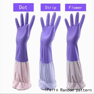 RGFV STORE Công cụ Dày lên Sưởi ấm Làm sạch Không thấm nước Rửa Phòng bếp Găng tay gia dụng Tay áo dài Đôi găng tay cao su