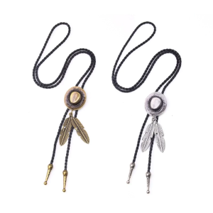 Bện dây giày Bolo Tie với kim loại mũ Jazz lông cao bồi Cà Vạt Vòng cổ phong cách đồng quê Bolo Tie cao bồi