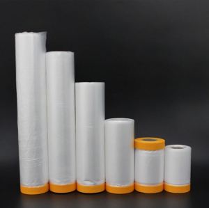 Masking Film Yellow Tape For Painting Renovation Dust Protection 55cm 110cm (20M)