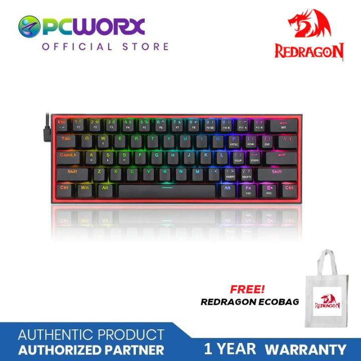 Redragon K617-RGB FIZZ Mechanical Wired RGB Gaming Keyboard Black | Redragon Gaming Keyboard | Gamer Keyboard | Mechanical Gaming Keyboard - Redragon K617 FIZZ 60% Wired RGB Gaming Keyboard