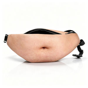 Simulation Big Belly Fanny Pack PU Leather Anti‑Harassment Funny Fake Tummy Waist Bag Zipper Casual