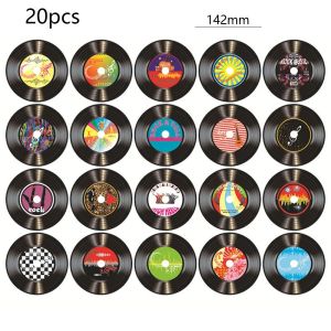 CHANBAEK 20pcs Paper Records Vinyl Record Decoration Colorful Artwork Record Wall Decal Party Supplies Retro Fake Records Stickers Bar