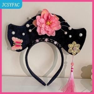 JCSYFAC Hoa Trung Quốc Phong Cách Mũ Nón Tua Ngọc Trai Cổ Phong Cách Headband Công Chúa Tóc Hoop Hanfu Mũ Hanfu Tóc Clip Phụ Nữ