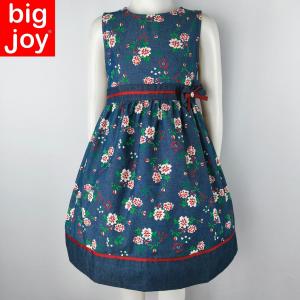 Big Joy Girls Casual Dress  Bella Floral with Ribbon Soft Denim For Ages 1 to 6 Years Old 554456