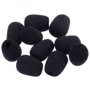 Sunei 10 Pcs 30x8MM Mini Microphone Headset Windscreen Sponge Foam Mic Cover Black