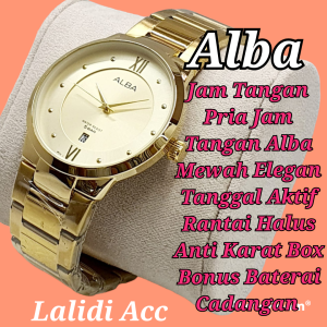 Lalidi Acc COD JAM TANGAN FASHION PRIA TALI RANTAI JAM TANGAN ALBA MEWAH ELEGAN RANTAI HALUS