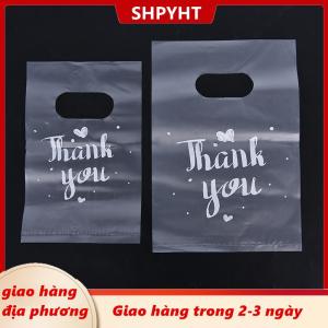 [COD] SHPYHT Giao hàng địa phương 100 chiếc túi quà bằng nhựa mini ghi “Cảm ơn” túi đựng kẹo đám cưới túi mua sắm có quai xách