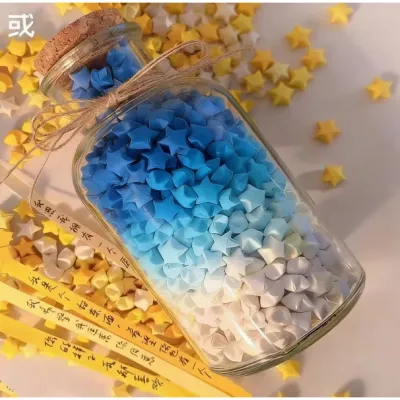[Ship in 24H] Wishing bottle glass bottle star origami strips gradient yellow diy520 Birthday gift wish bottle drift jar Bottle Glass Jar Star Origami Strips Gradient Yellow DIY 520 Birthday Gift Bottle Drift Jar3.17