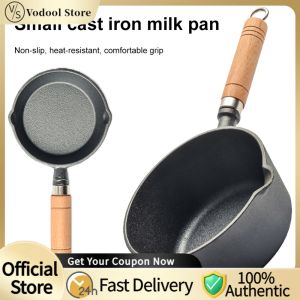 Cast Iron Mini Sauce Pan Non-Stick Small Saucepan for Warming Sauces and Butter in Black Durable Finish