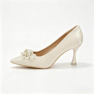 New Niche Luxury Bridal High Heels Pearl Decor Comfort Wedding Shoes for Women Two-Wear Design Fit Xiuhe Outfit & Wedding Dress