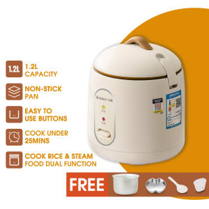 SG [READY STOCK] NEW 1.2L Mini Electric Rice cooker Non-Stick Suitable Portable Multifunction Electric cooker Electric Pot For 1-2 People 電飯煲