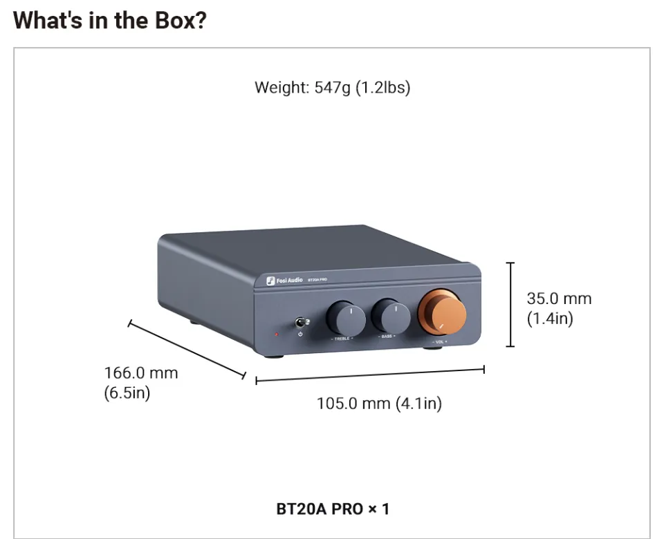 Fosi Audio BT20A Pro TPA3255 Bluetooth Sound Power Amplifier