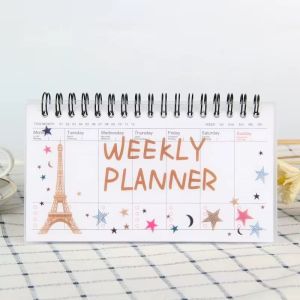 【📣SG Seller】PP Waterproof Cover Weekly Planner Desk Pad Cute Spiral Weekly Schedule Book / To-Do List Notebook