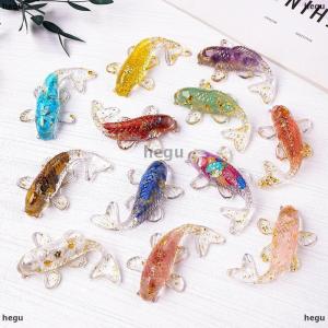 [COD] hegu หินคริสตัลกรวดนำโชครูปปั้นปลา KOI เรซิ่นขนาดเล็กควอตซ์แฟนซีรูปปั้นปลาคาร์พตกแต่งบ้านของขวัญประดับโต๊ะ