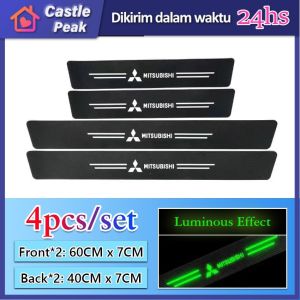 4PCS/Set Bercahaya Strip Pelindung Bahan Kulit Carbon Fiber Untuk Honda Suitable Carbon 3D Door Sill Plate Guard Toyota