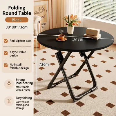 Folding Table Round Table Balcony Table Folding Table For Camping Study Table Foldable Small Family foldable dining table Nordic Coffee Table Household Negotiation Table