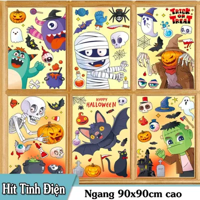 Decal Trang Trí Chủ Đề Halloween Nhiều Mẫu - Hình Dán Kính Hít Tĩnh Điện