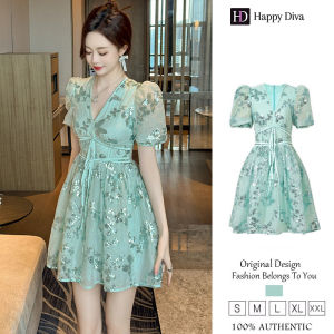 Happy Diva Womens Dresses Puff Sleeve Dresses Green Dresses A-Line Dresses Wedding Party Dresses 65078