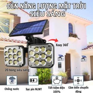 Đèn năng lượng mặt trời 120 bóng LED Đèn kẹp di động sân vườn cảm biến di chuyển chống nước 3 chế độ sáng