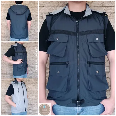 JAKET ROMPI PARASUT PRIA - VEST HOODIE - ROMPI MULTIFUNGSI - ROMPI MOTOR